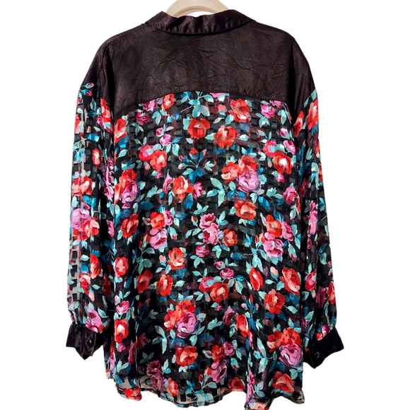 Vintage Teddi Sheer Floral Button Down Shirt | Size 2X - Picture 3 of 8